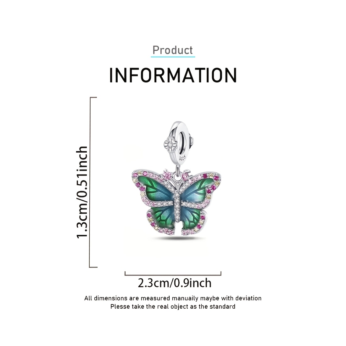 925 Sterling Silver Butterfly Charm Pendant for Gifting
